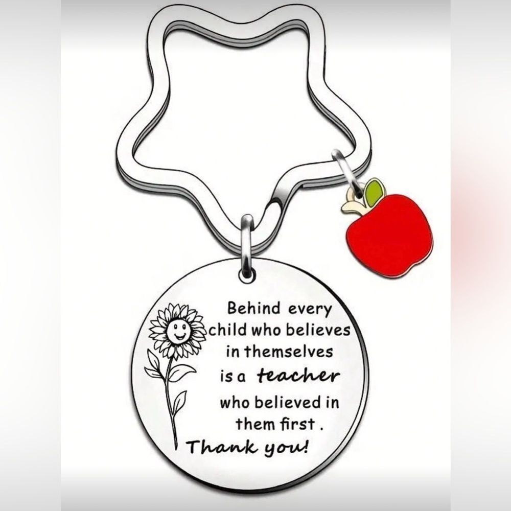Inspirational Teacher Necklace with Apple Charm